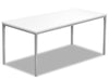 Ariella 40\" Modern Coffee Table - White Top with Grey Metal Base