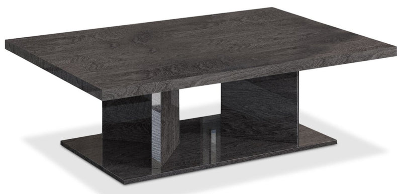 Mara 51.1\" Modern Coffee Table - Dark Grey Wood with Lacquer Finish