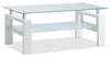 Harvy  47.25\" Modern Glass Top Coffee Table with Shelf - White