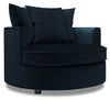 Made in Canada Sofa Lab Customizable Cuddler 48\" Chenille Fabric Accent Chair - Luxury Indigo Blue