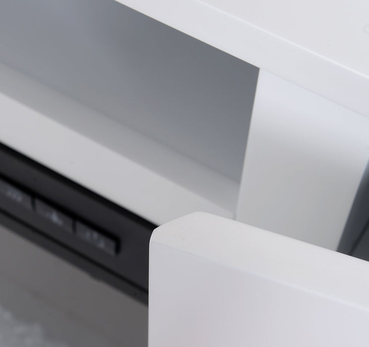 Robin 70\" Modern Electric Fireplace TV Stand with Storage and Cable Management for TVs up to 80\"- White