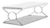 Shea 44\" Glam Coffee Table - White with Chrome Metal Base