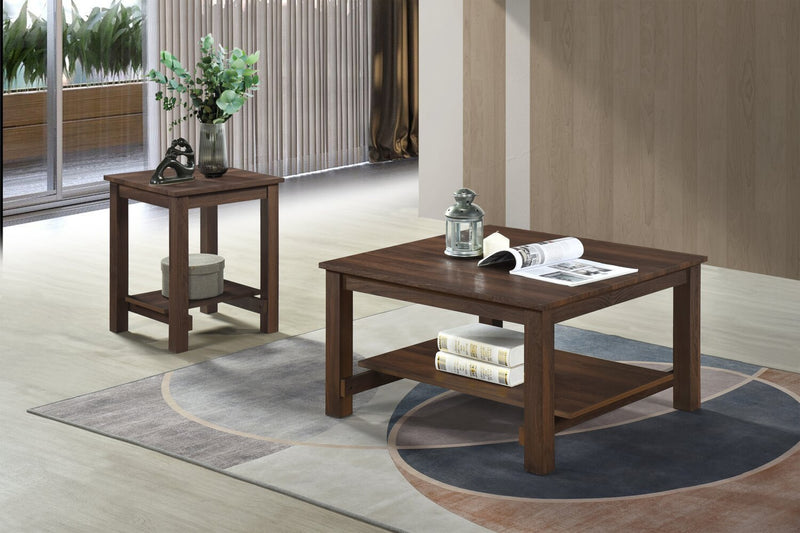 Jordi 17.7\" Traditional End Table with Shelf - Brown Walnut Finish Wood