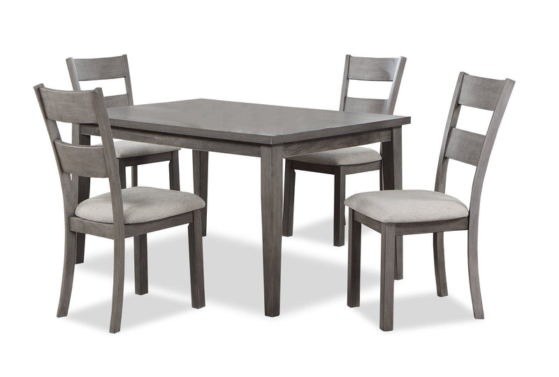 Krew 5pc Dining Set with Table & 4 Chairs, Melamine, 60\"W - Grey