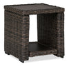 Hilo Outdoor Patio End Table - 20\"W, Resin Wicker & Aluminum Frame, UV & Weather Resistant - Brown