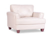 Chateau d'Ax Vita 44\" 100% Genuine Leather with Diamond Pattern Stitching and Wood Legs - Smoke White