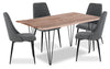 Miya 5pc Dining Set with Table & 4 Chairs, Live Edge, Acacia Wood, Metal, 60\"W - Charcoal