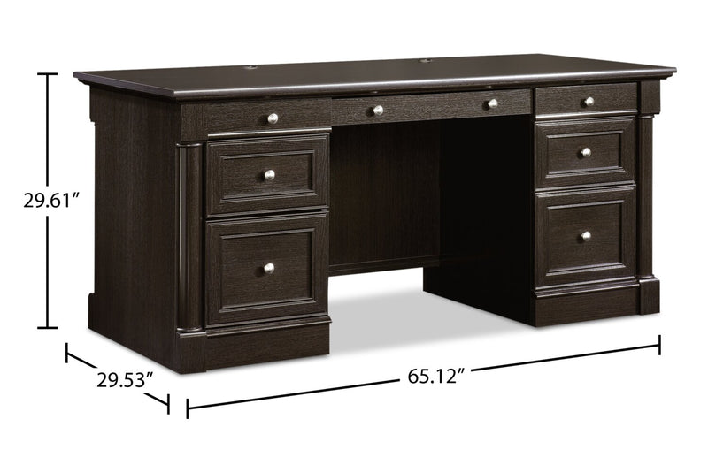 Palladia 65.12\" Executive Office Desk with 5-Drawers - Wind Oak