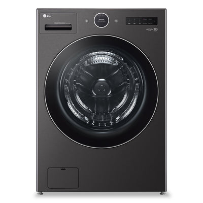 LG 5.7 Cu. Ft. Smart Front-Load High-Efficiency Steam All-in-One Laundry - Black Steel - WM6998HBA | Laveuse-sécheuse tout-en-un à la vapeur intelligente haute efficacité LG de 5,7 pi³ à chargement fro…
