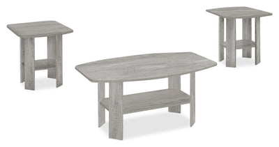 Everest 35.5" Modern 3-Pack Coffee + 2 End Tables with Shelf - Grey |Ensemble 3 tables modernes Everest de 35,5 po (table à café et 2 tables de bout) avec tablette - gris