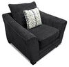 Made in Canada Febe 49\" Chenille Fabric Chair with Flared Arms and Wood Legs - Charcoal Grey
