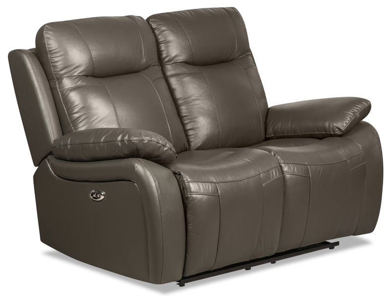 Kora Genuine Leather Power Reclining Loveseat Grey The Brick