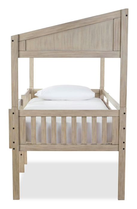 Colt Loft Bed with Roof, Guardrail & Ladder for Kids, Natural - Twin Size