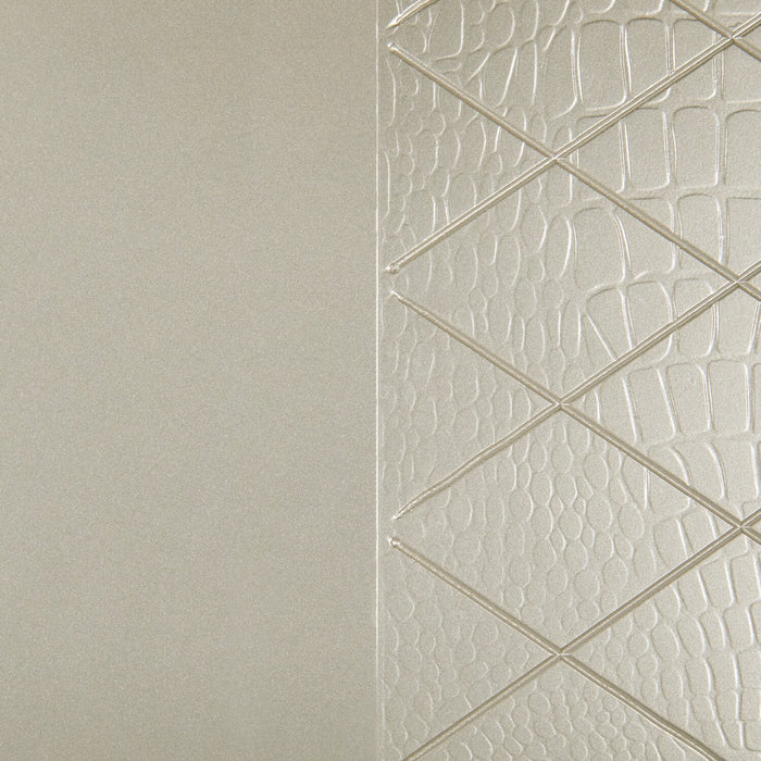 Tyra 5pc Bedroom Set with Bed, Dresser & Mirror, Glam, Vegan Leather, Champagne - Queen Size