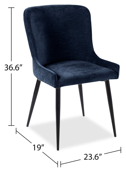 Lexi Dining Chair with Velvet-Look Fabric, Metal - Blue