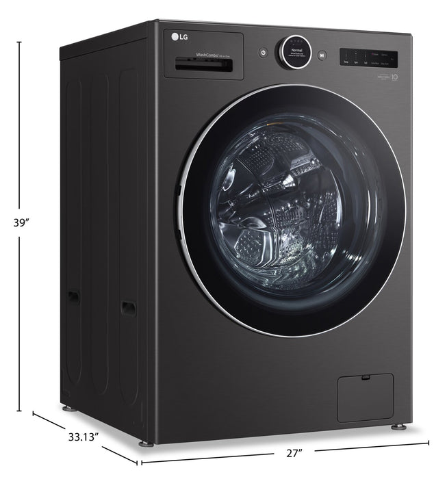 LG 5.7 Cu. Ft. Smart Front-Load High-Efficiency Steam All-in-One Laundry - Black Steel - WM6998HBA