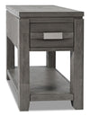 Bronx 16\" Rustic Chairside Table with Storage and Shelf - Grey Wood