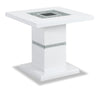 Garbo 26\" Glam End Table - White and Silver with Glitter Accents