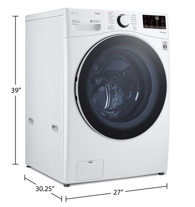 LG 5.2 Cu. Ft. Smart Front-Load High-Efficiency Steam Washer - White - Stackable - WM3600HWA