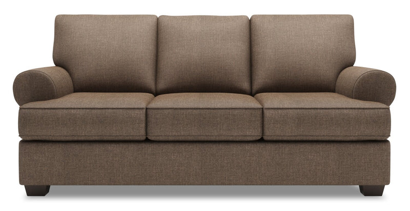 Made in Canada Customizable Sofa Lab Roll 86\" Linen-Look Fabric Sofa Bed with Rolled Arms - Luna Praline Brown