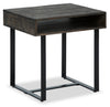 Vito 24\" Modern End Table with Storage - Brown with Black Metal Legs