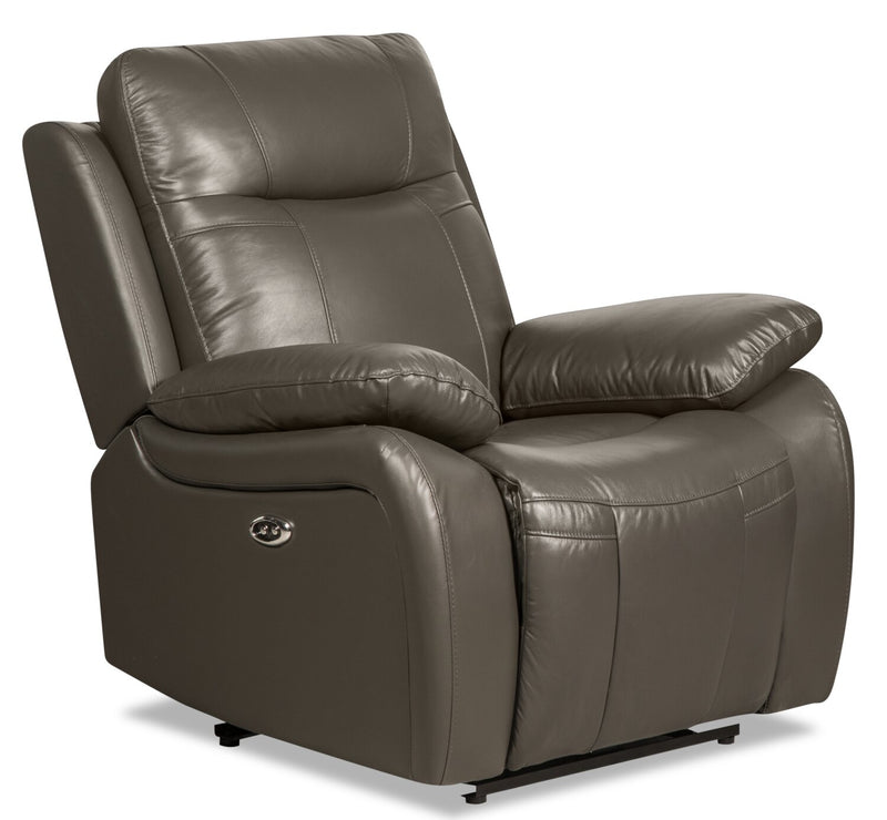 Kora Genuine Leather Power Recliner Grey The Brick