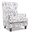 Made in Canada Sofa Lab Customizable Wingback 32\" Velvet Fabric Accent Chair - Pebble Multicolour