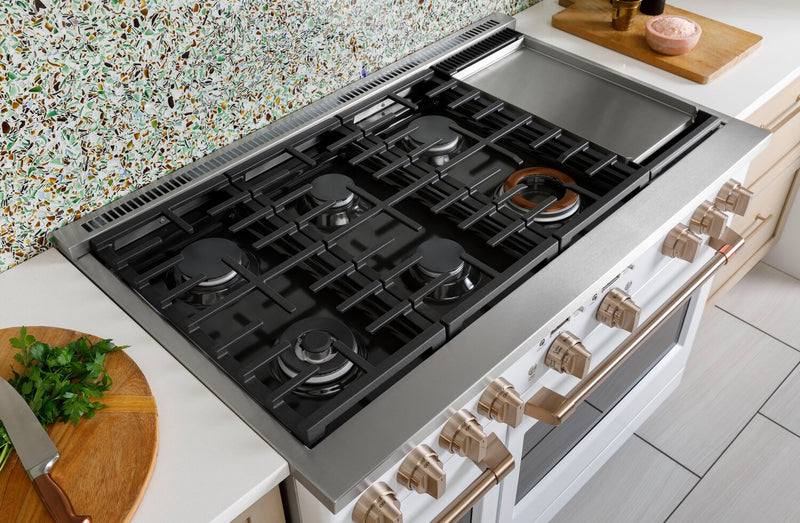 Cafe 8.25 Cu. Ft. Smart Dual Fuel Range with True European Convection and Self Clean Racks - Matte white - C2Y486P4TW2