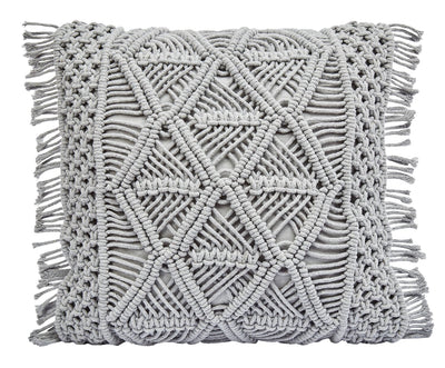 Macrame Accent Pillow - Grey