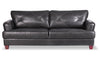Chateau d’Ax Vita 87\" 100% Genuine Leather Sofa with Diamond Pattern Stitching and Wood Legs - Charcoal Grey