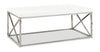 Harper 44\" Modern Coffee Table - White with Chrome Metal Base