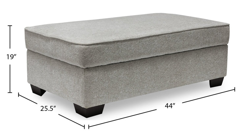 Made in Canada Verona 44\" Linen-Look Fabric Storage Ottoman - Beige