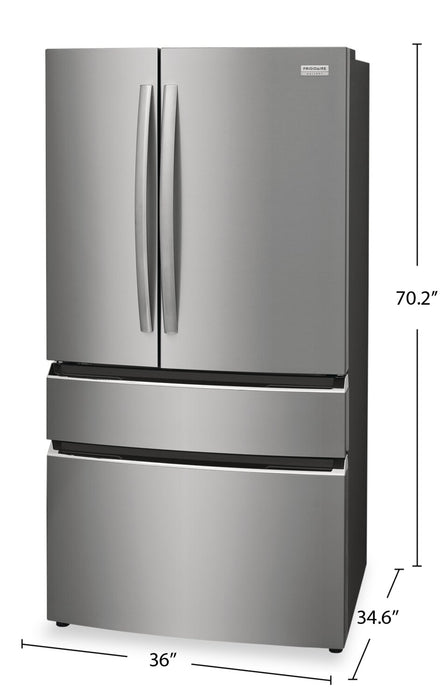 Frigidaire Gallery 36\" 27.2 Cu. Ft. Standard-Depth 4-Door French-Door Refrigerator - Smudge-Proof® Stainless Steel - GRMN2872AF