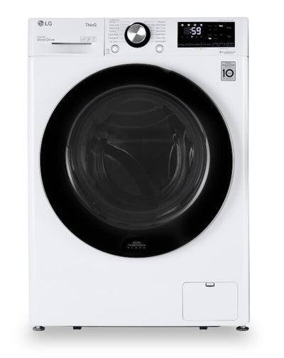 LG 24" 2.6 Cu. Ft. Smart Front-Load High-Efficiency Steam Washer - White - Stackable - WM1455HWA | Laveuse à la vapeur intelligente haute efficacité LG à chargement frontal de 2,6 pi³ et de 24 po - blanche -…