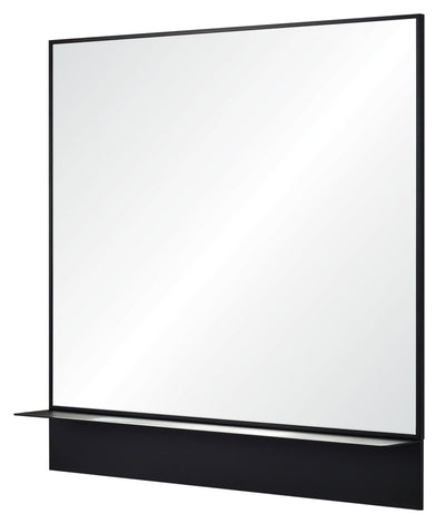 Square Black Mirror with Shelf - 35" x 35"