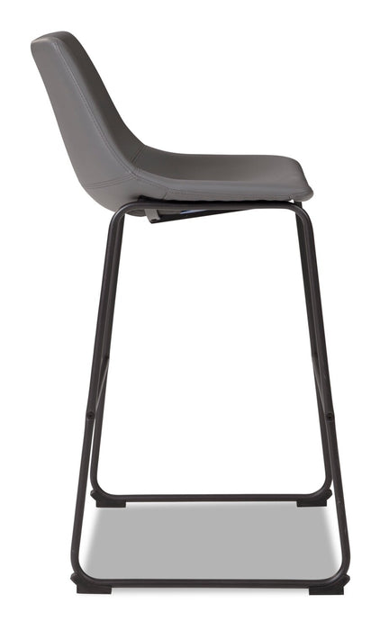 Cole Barstool with Vegan Leather Fabric, Metal - Grey
