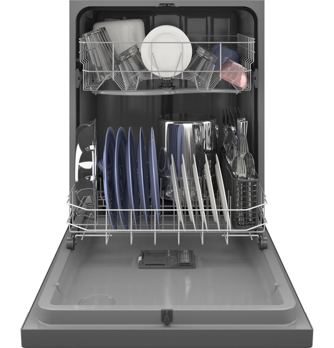 GE 24\" 59 dBA Built-In Front-Control Dishwasher with Piranha Hard Food Disposer - Stainless - GDF510PSRSS