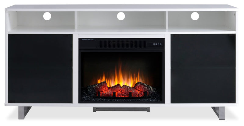 Ignatius 64\" Modern Electric Fireplace TV Stand with Storage & Cable Management for TVs up to 70\"- White