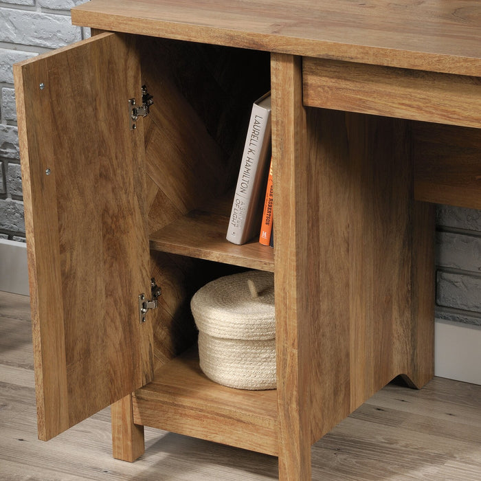 Alfie 53.15\" Office Desk with 2-Drawers & Cabinet- Light Brown