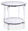 Enzo 24\" Glam Round End Table with Shelf - Glass Top with Metal and Acrylic Base