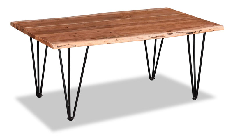 Kaleb 45\" Rustic Coffee Table - Brown and Black with Metal Legs