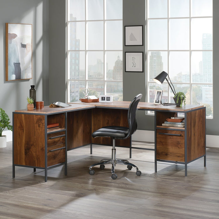 Elzie 65.98\" L-Shaped Office Desk - Gr& Walnut