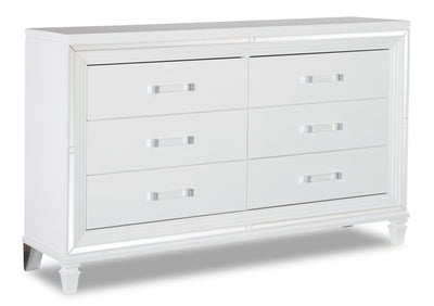 Max Dresser - White - Glam style Dresser in White Asian Hardwood, Medium Density Fibreboard (MDF), Plywood