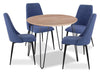Miya 5pc Dining Set with Table & 4 Chairs, Acacia Wood, Metal, 36\"W Round - Navy Blue