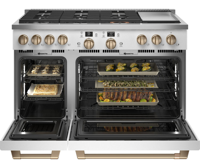 Cafe 8.25 Cu. Ft. Smart Dual Fuel Range with True European Convection and Self Clean Racks - Matte white - C2Y486P4TW2