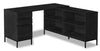 Sean 60\" L-Shaped Office Desk with 3-Drawers & 4 Cubbies - Black