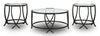 Tarrin 36.13\" Modern Round 3-Pack Coffee + 2 End Tables - Glass Top with Metal Legs