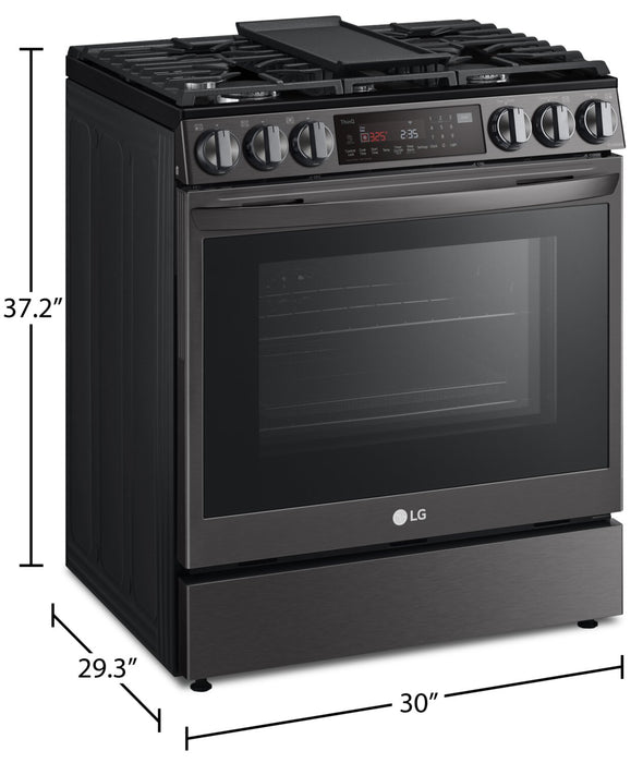 LG 6.3 Cu. Ft. Smart Gas Range with Instaview and ProBake Convection® - Smudge Proof Black Stainless Steel - LSGL6335D