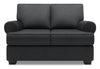 Made in Canada Customizable Sofa Lab Roll 64\" Linen-Look Fabric Loveseat with Rolled Arms - Pax Pepper Grey