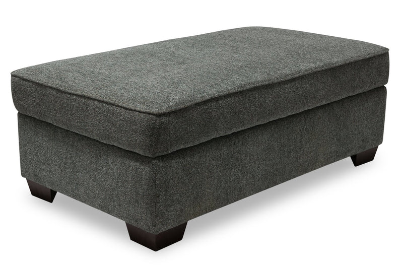 Made in Canada Verona 44\" Linen-Look Fabric Storage Ottoman - Charcoal Grey
